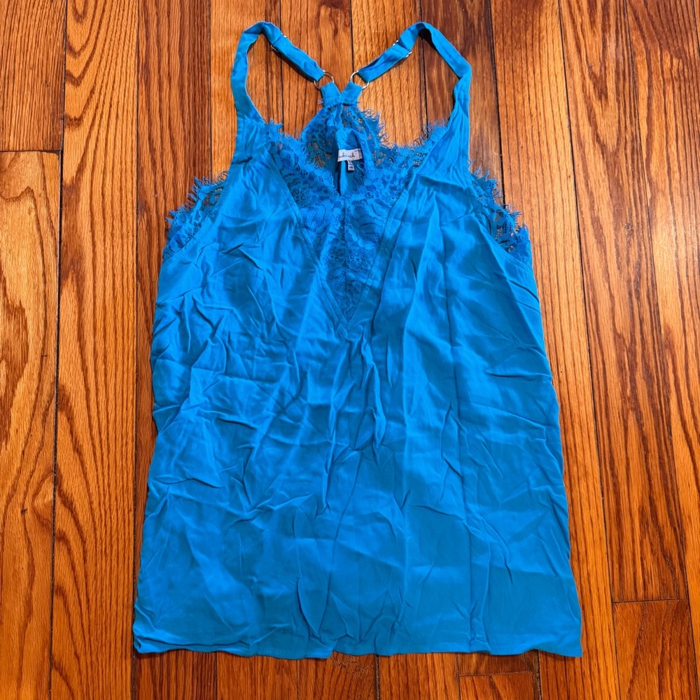 White Birch Turquoise Lace Accent Top